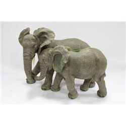 LARGE DUAL - ELEPHANT FIGURINE