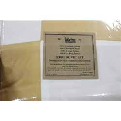 WHITE AND YELLOW 500 THREAD COUNT KING DUVET SET
