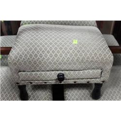 FABRIC STOOL W DRAWER (1 HAS BROKEN LEG) X3