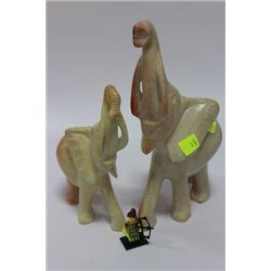 SET OF 2 MARBLE ELEPHANT FIGURINES (MADE IN KENYA)