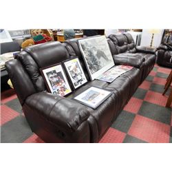 NEW CHOCOLATE BROWN RECLINING SOFA W LOVE