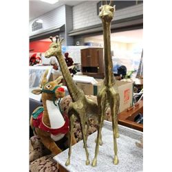 PAIR OF BRASS GIRAFFES