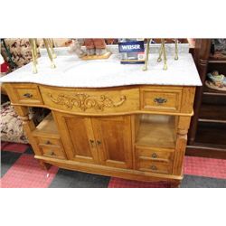 SOLID OAK MARBLE TOP VANITY
