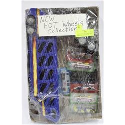 BOX OF NEW HOT WHEELS CARS WITH TRACTOR TRAILER