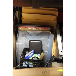 BOX FULL OF OFFICE SUPPLIES