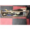 Image 1 : WOOD CARPENTER'S TOOL BOX FULL OF CARPENTRY TOOLS