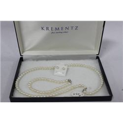 KREMENTZ 3PC. PEARL NECKLACE, BRACELET & EARRINGS