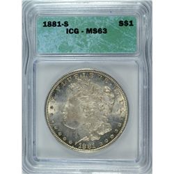 1881-S MORGAN DOLLAR ICG MS-63