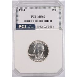 1961 WASHINGTON QUARTER, PCI MS-67  TRENDS FOR  $3000.00