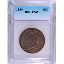 1824 BUST HALF ICG EF-45