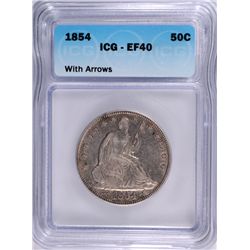 1854 ARROWS SEATED LIBERTY HALF ICG EF-40