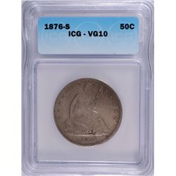 1876-S SEATED LIBERTY HALF ICG VG-10