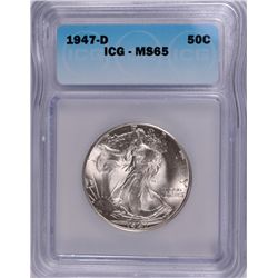 1947-D WALKING LIBERTY HALF ICG MS-65