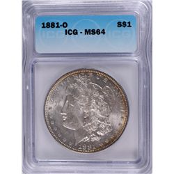 1881-O MORGAN DOLLAR ICG MS-64