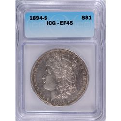 1894-S MORGAN DOLLAR ICG EF-45