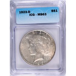 1923-D PEACE DOLLAR ICG MS-63
