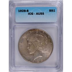 1928-S PEACE DOLLAR ICG AU-55