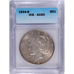 1934-S PEACE DOLLAR ICG AU-50