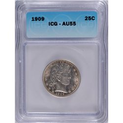 1909 BARBER QUARTER, ICG AU-55 NICE