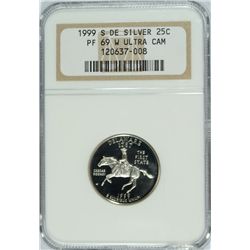1999-S SILVER PROOF STATEHOOD QUARTER (DE) NGC PF-69 ULTRA CAMEO