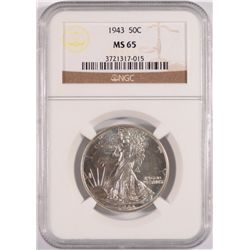 1943 WALKING LIBERTY HALF DOLLAR NGC MS-65