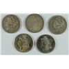 Image 1 : ( 5 ) DIFFERENT MORGAN DOLLARS, 1882-S, 1878, 1898, 1921 & 1896-O  NICE LOT!