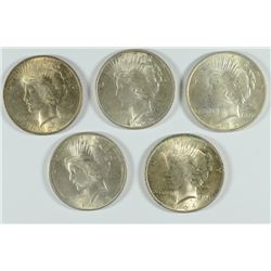 ( 5 ) CHOICE BU SILVER DOLLARS: 1922, ( 3 ) 1923 & 1924