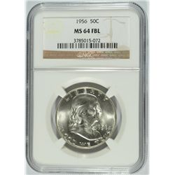 1956 FRANKLIN HALF DOLLAR, NGC MS-64 FBL