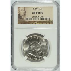 1959 FRANKLIN HALF DOLLAR, NGC MS-64 FBL