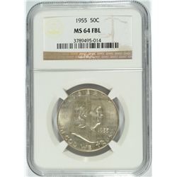 1955 FRANKLIN HALF DOLLAR, NGC MS-64 FBL