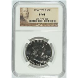 1956 TYPE-2 FRANKLIN HALF DOLLAR,  NGC PROOF-68!