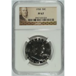 1958 FRANKLIN HALF DOLLAR, NGC PROOF-67 SUPERB!