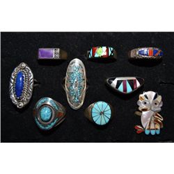 NINE NAVAJO RINGS