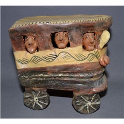 MEXICAN FOLK ART POTTERY BUS