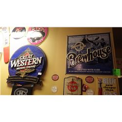 Brewhouse metal sign & Great Western plastic wall plaque