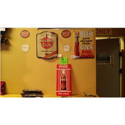 Havana Club (from Cuba) / Coca Cola metal sign & beer / gas metal sign plus 2 coasters for Ernest He
