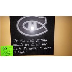 Montreal Canadiens granite plaque enscribed with famous inspirational quote!