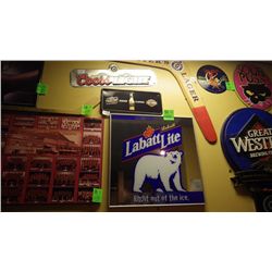 Coor's light / Miller's genuine classics signs and Labatt's lite mirrored sign