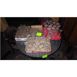 Variety of 33 wine glasses & 31 drink and mix glasses (4 trays)