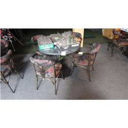 4 upholstered arm chairs with steel frame very solid and quality construction.