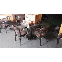 4 upholstered arm chairs with steel frame very solid and quality construction.