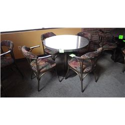 4 upholstered arm chairs with steel frame very solid and quality construction.