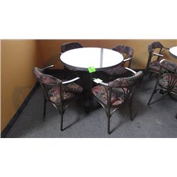 4 upholstered arm chairs with steel frame very solid and quality construction.