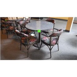 4 upholstered arm chairs with steel frame very solid and quality construction.