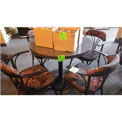 1 round centre steel pedestal table laminate with granite look finish