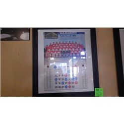 Team Canada 1972 Nov. 1973 framed calendar prinet