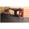 Image 1 : Wall table with 2 solid wood stools