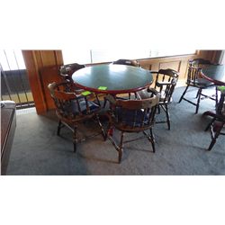 5 solid wood arm chairs w/padded seating