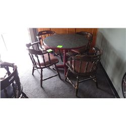 4 solid wood arm chairs w/padded seating