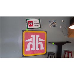 4 pieces all together 7up & Goodyear metal signs/home hardware metal sign plus color TV
